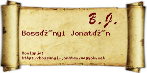 Bossányi Jonatán névjegykártya